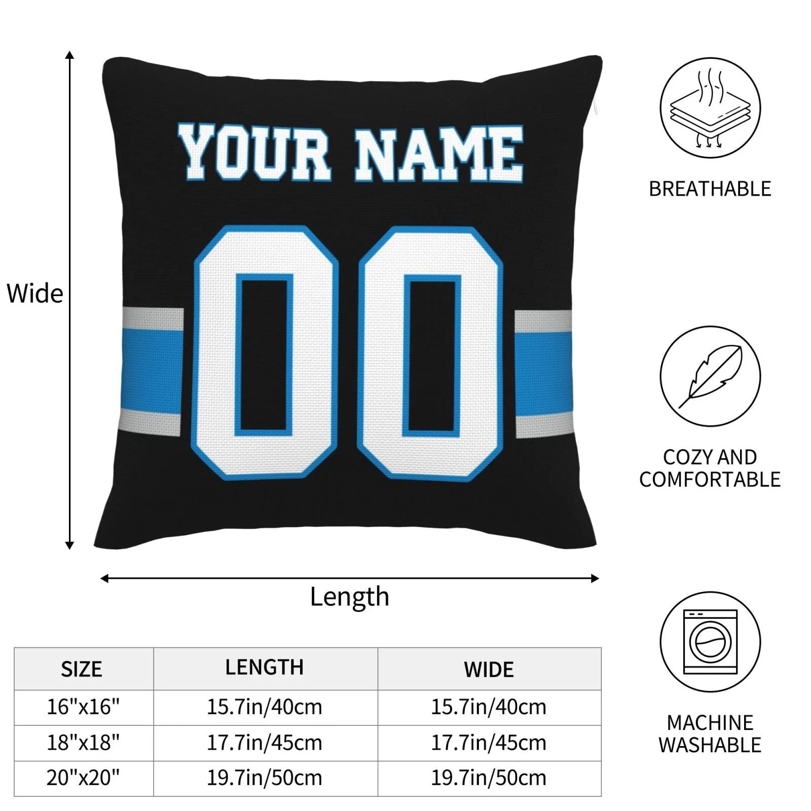 Custom C.Panthers Pillow Football Team Decorative Throw Pillow Case Print Personalized Football Style Fans Letters & Number Birthday Gift Football Pillows