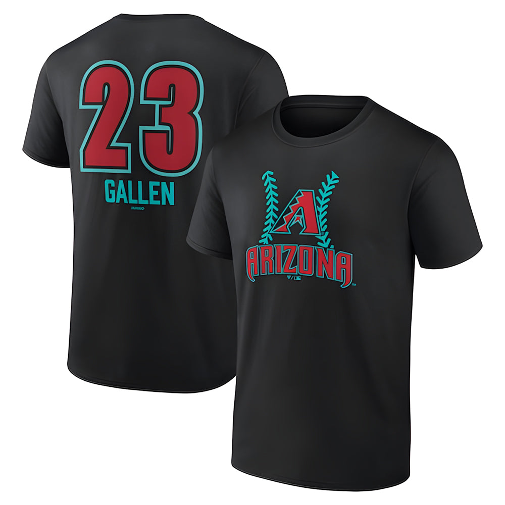 PHIN A.Diamondbacks #23 Zac Gallen Player Black Fuse City Connect round collar T shirt Stitched Jerseys