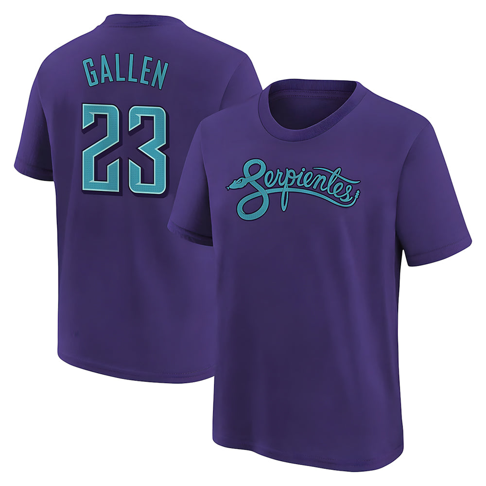PHIN A.Diamondbacks #23 Zac Gallen Player Purple Fuse City Connect round collar T shirt Stitched Jerseys