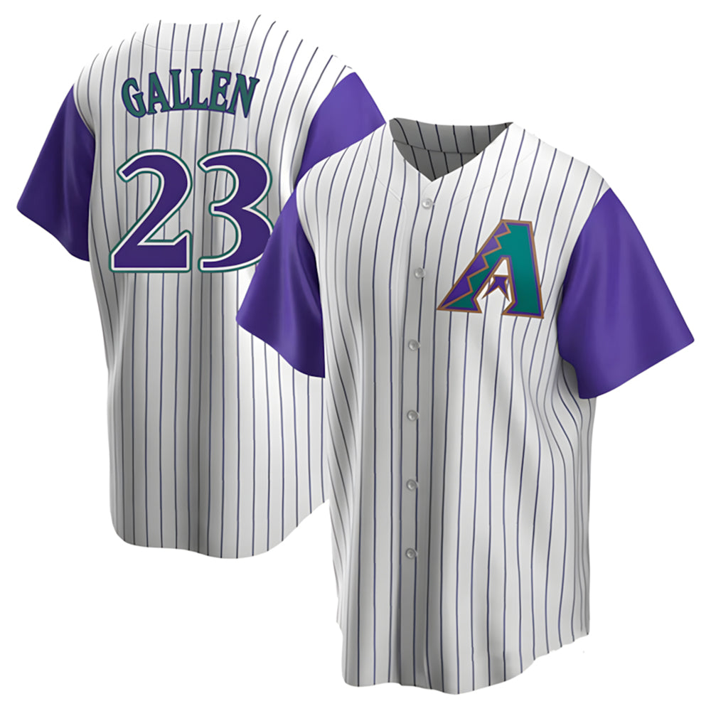 PHIN A.Diamondbacks #23 Zac Gallen Player White-Purple Replica Stitched Jerseys