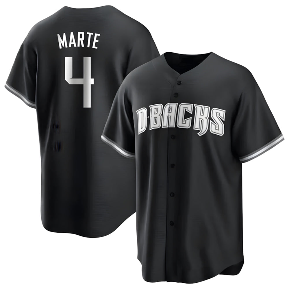 PHIN A.Diamondbacks #4 Ketel Marte Player Black Pointed collar Replica Game Stitched Jerseys