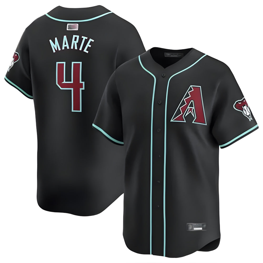PHIN A.Diamondbacks #4 Ketel Marte Player Black Replica Game Stitched Jerseys