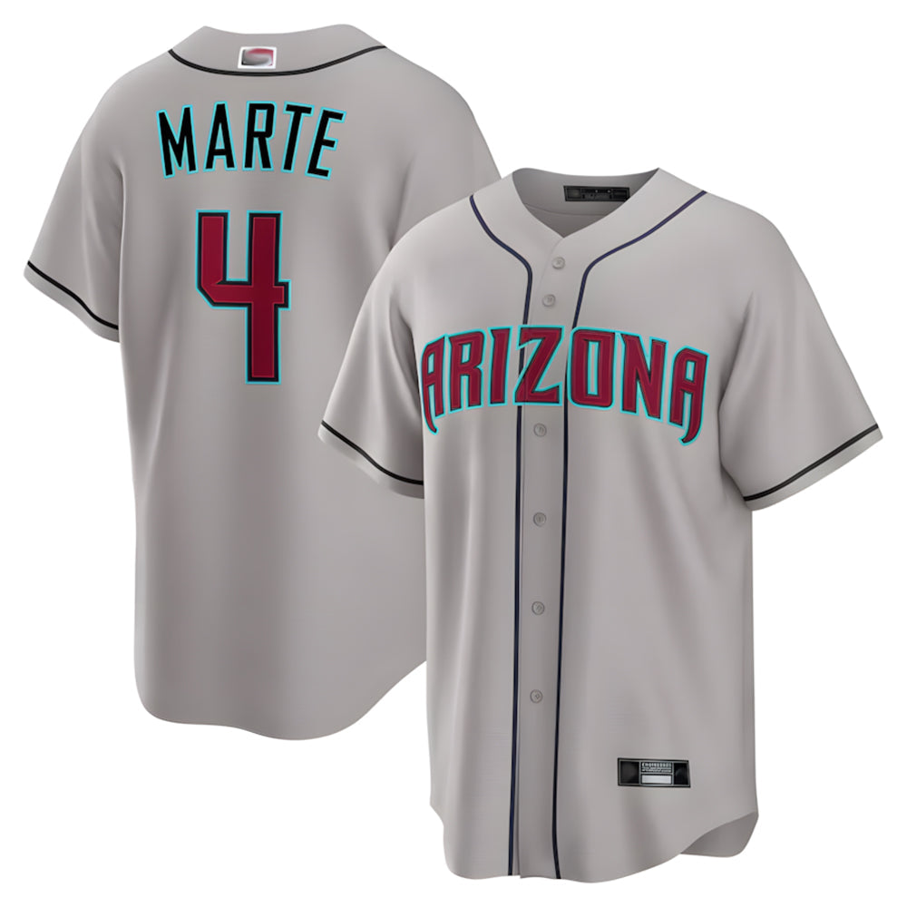 PHIN A.Diamondbacks #4 Ketel Marte Player Gray Home Game Stitched Jerseys