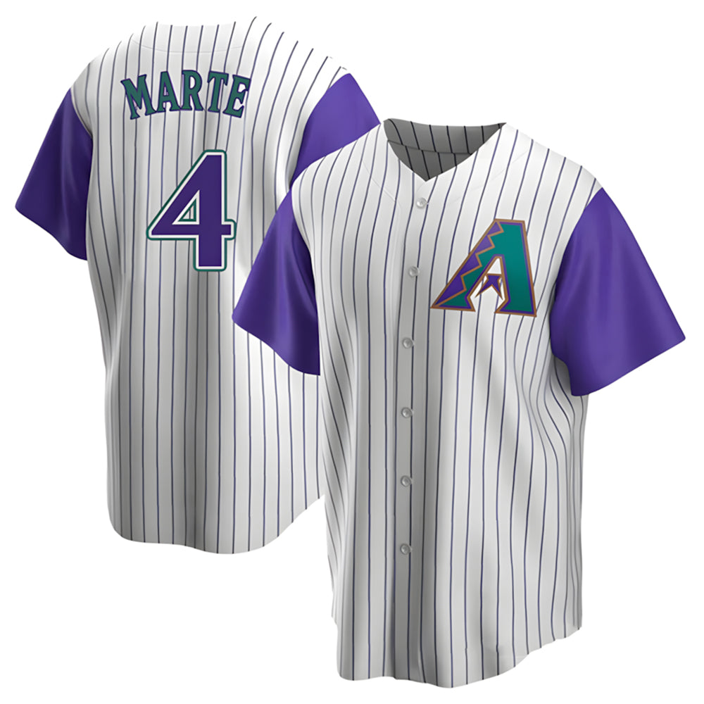 PHIN A.Diamondbacks #4 Ketel Marte Player White-Purple Limited Stitched Jerseys