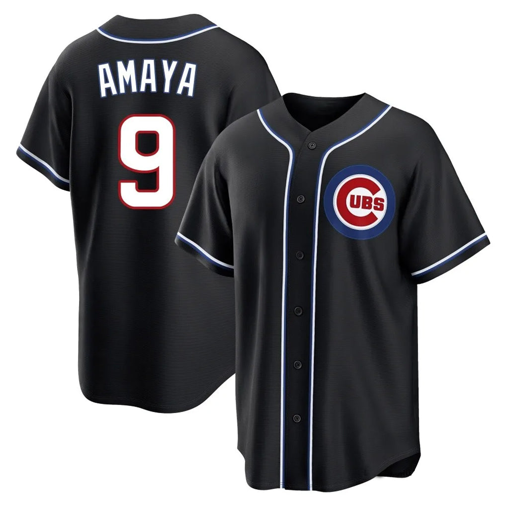 PHIN C.Cubs #9 Miguel Amaya Player Black Fashion Out Game Stitched Jerseys