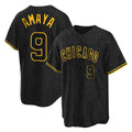 PHIN C.Cubs #9 Miguel Amaya Player Black Snake Skin City Game Stitched Jerseys