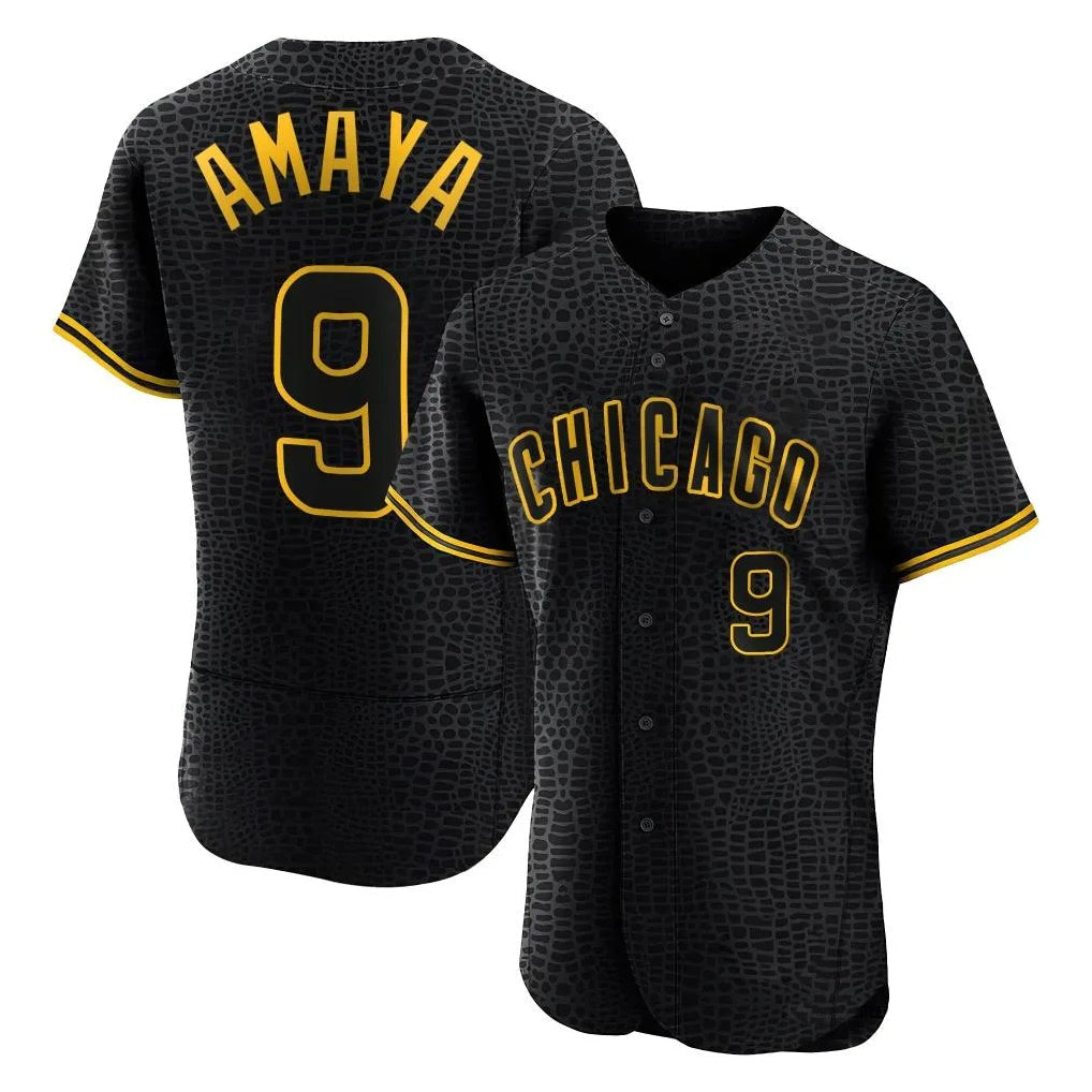 PHIN C.Cubs #9 Miguel Amaya Player Black Snake Skin City Limited Elite Home Game Stitched Jerseys