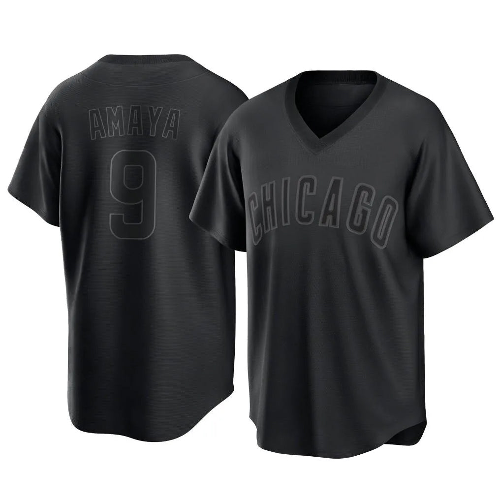 PHIN C.Cubs #9 Miguel Amaya Player Black T-shirt Home Game Stitched Jerseys