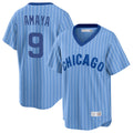 PHIN C.Cubs #9 Miguel Amaya Player Blue T-shirt Cooperstown Collection Limited Stitched Jerseys