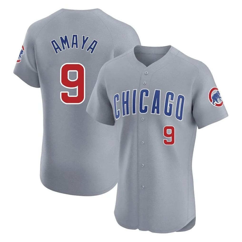 PHIN C.Cubs #9 Miguel Amaya Player Gray Road Limited Elite Home Stitched Jerseys