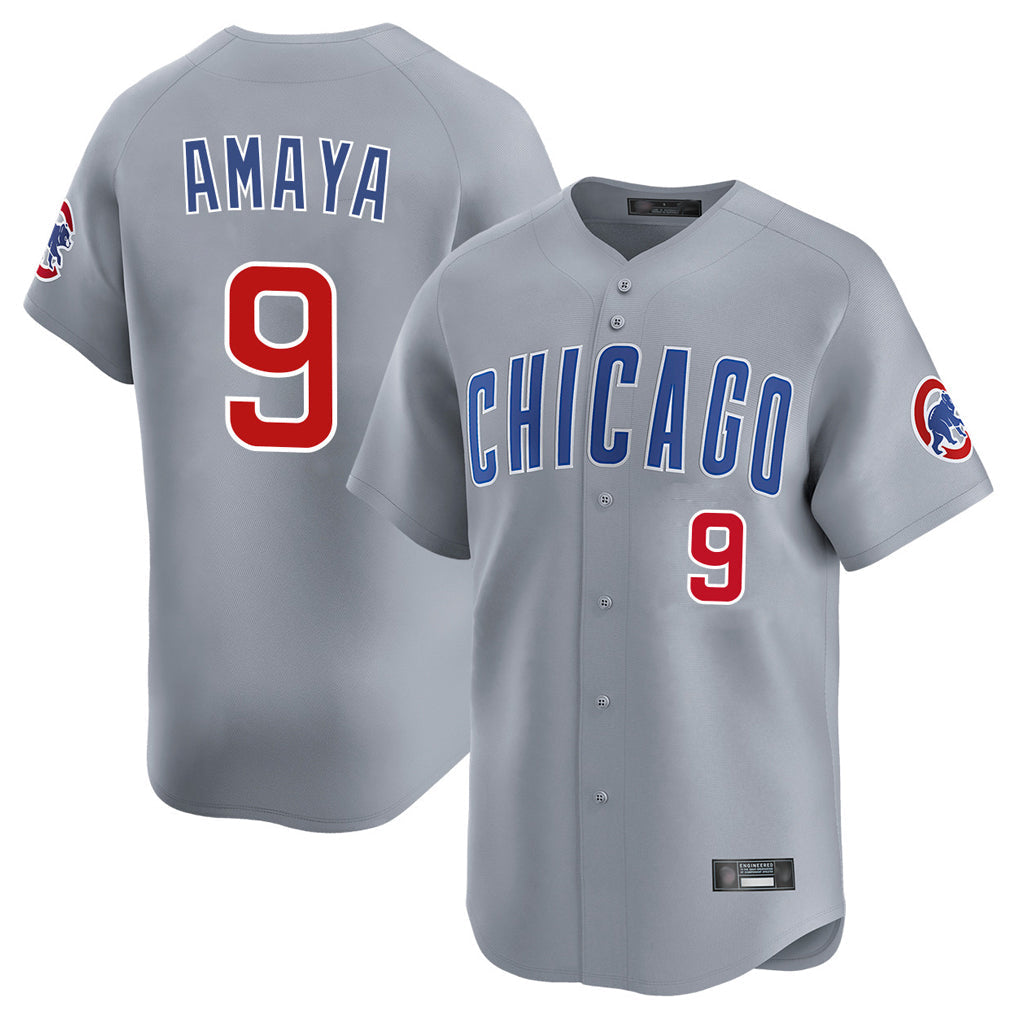 PHIN C.Cubs #9 Miguel Amaya Player Gray Road Limited Home Stitched Jerseys