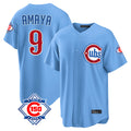 PHIN C.Cubs #9 Miguel Amaya Player Light Blue 150th Anniversary Home Game Stitched Jerseys