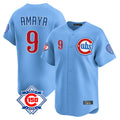 PHIN C.Cubs #9 Miguel Amaya Player Light Blue 150th Anniversary Limited Home Stitched Jerseys