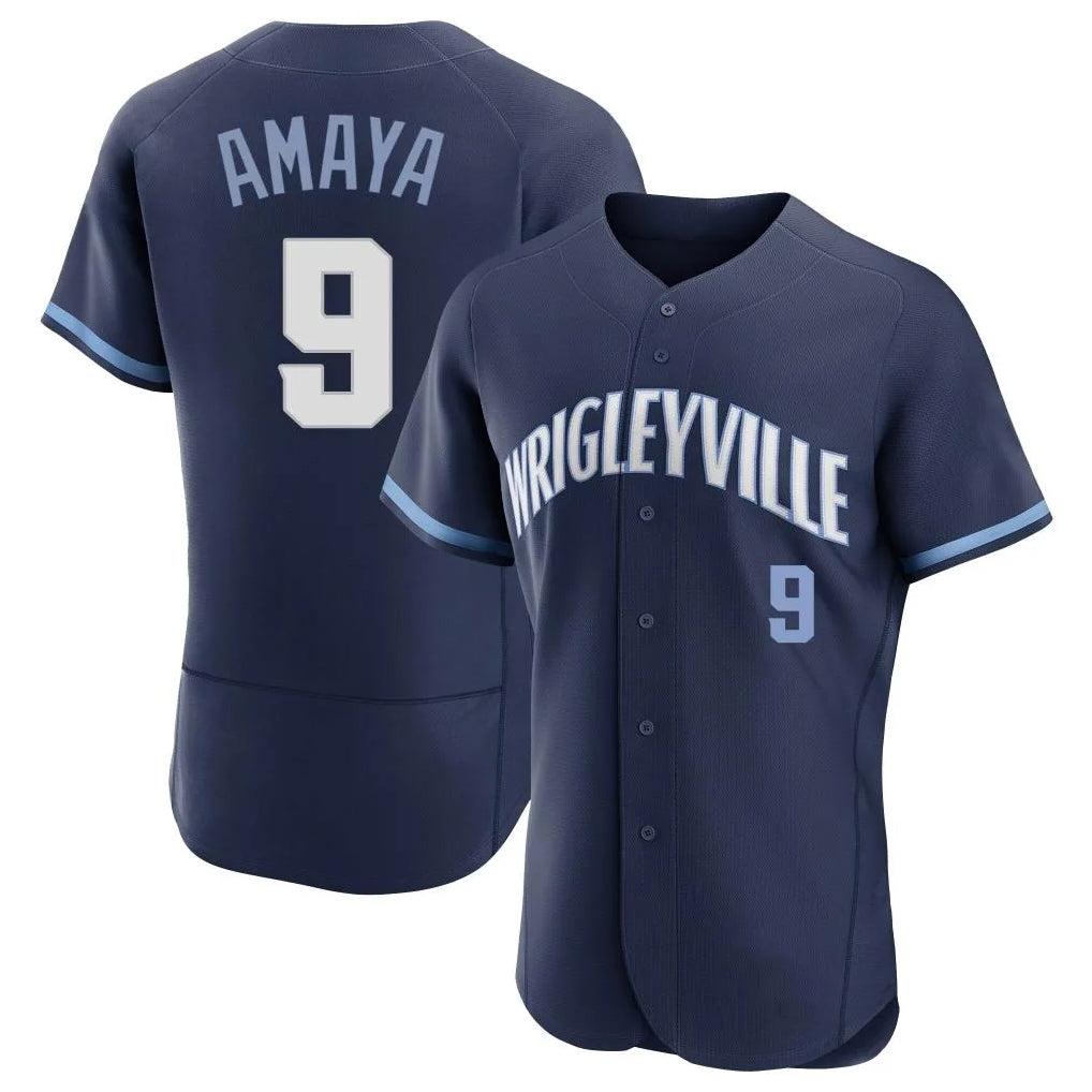 PHIN C.Cubs #9 Miguel Amaya Player Navy City Connect Limited Elite Home Stitched Jerseys