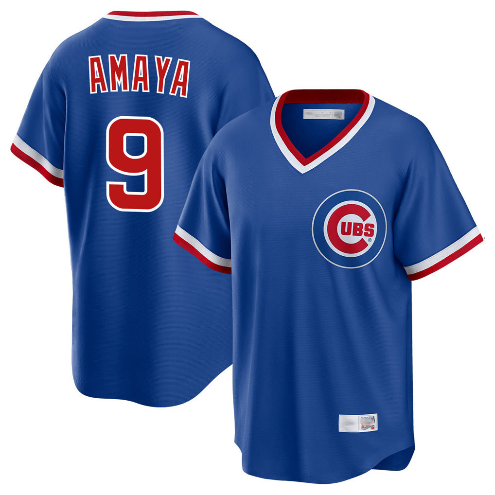 PHIN C.Cubs #9 Miguel Amaya Player Royal T-shirt Cooperstown Collection Limited Stitched Jerseys