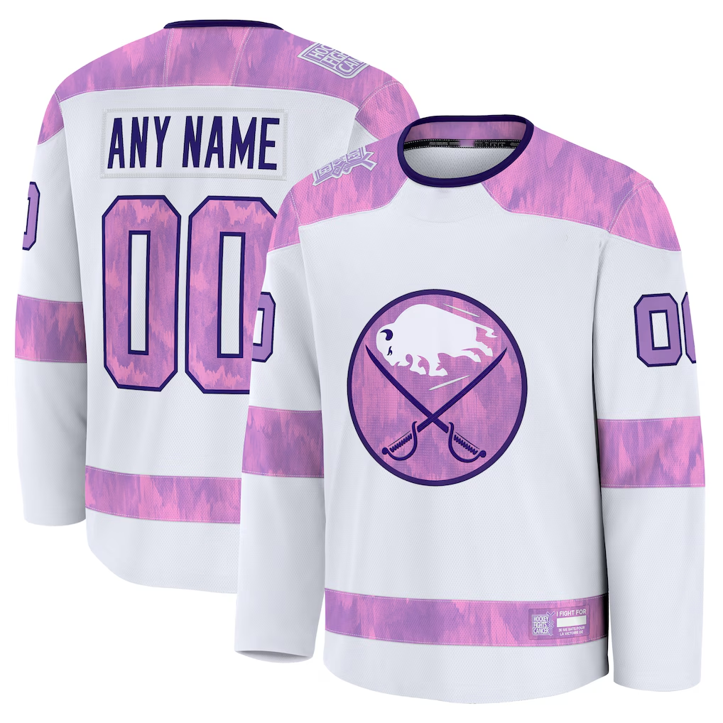 PHIN Custom B.Sabres White 2024 Hockey Fights Cancer Practice Stitched Jerseys