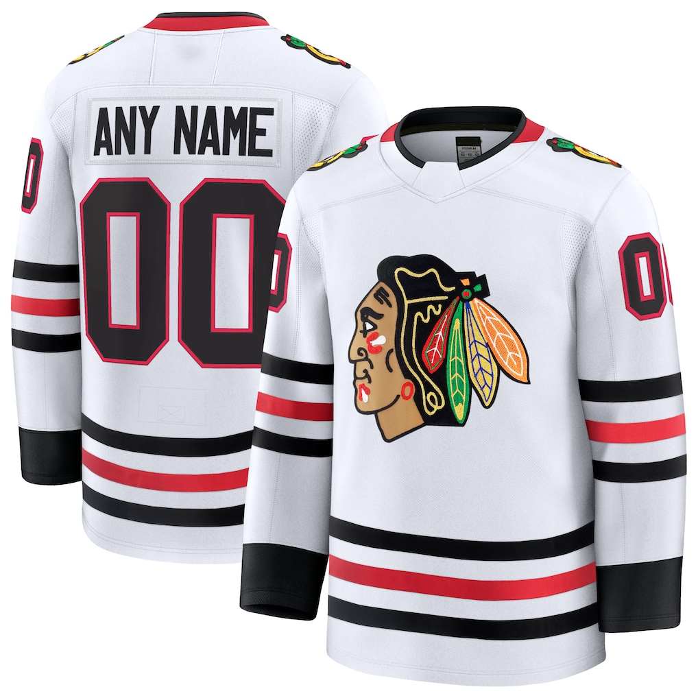 PHIN Custom C.Blackhawks White Away Premium Jerseys