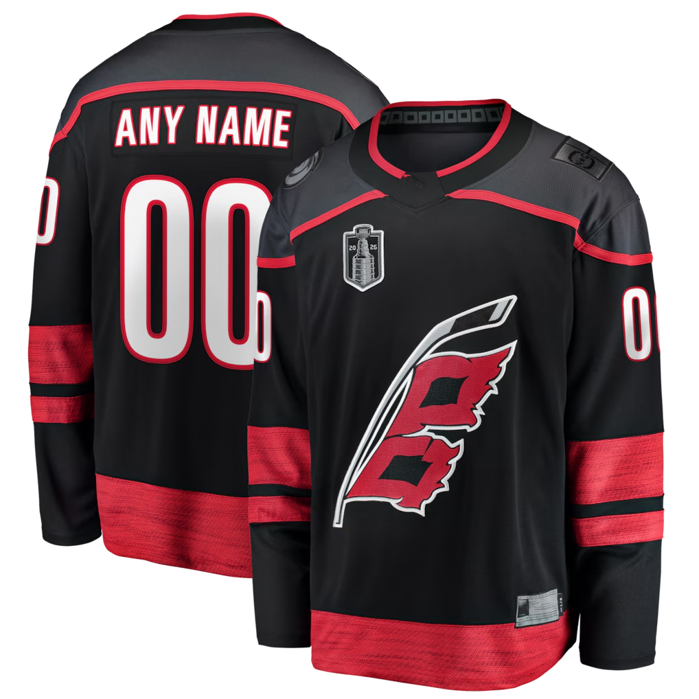 PHIN Custom C.Hurricanes Black 2026 Stanley Cup Champions Home Breakaway Custom Stitched Jerseys