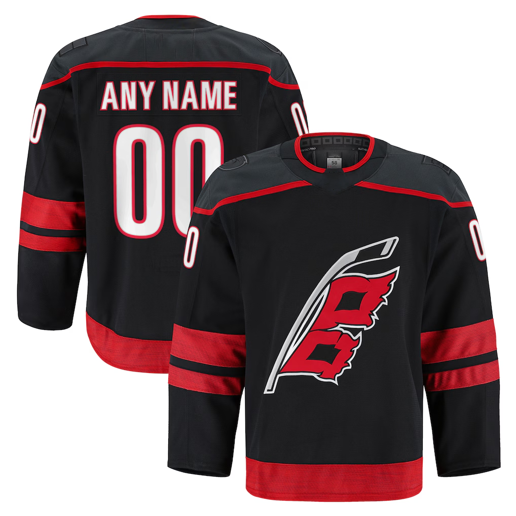 PHIN Custom C.Hurricanes Black Home Authentic Pro Stitched Jerseys