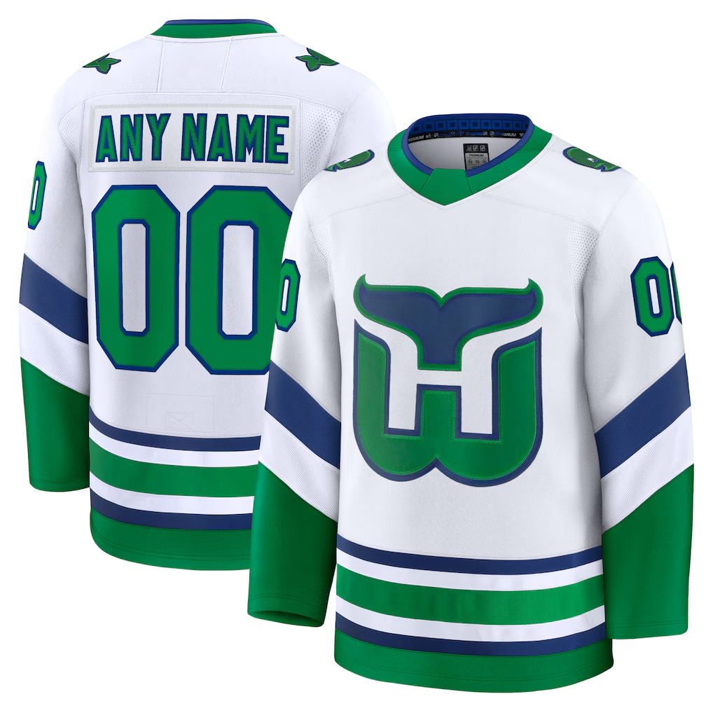 PHIN Custom C.Hurricanes White Throwback Premium Stitched Jerseys