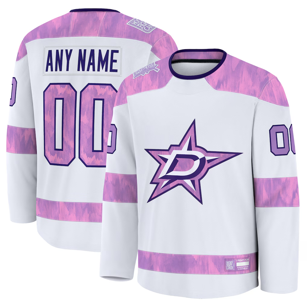 PHIN Custom D.Stars White 2024 Hockey Fights Cancer Practice Jerseys