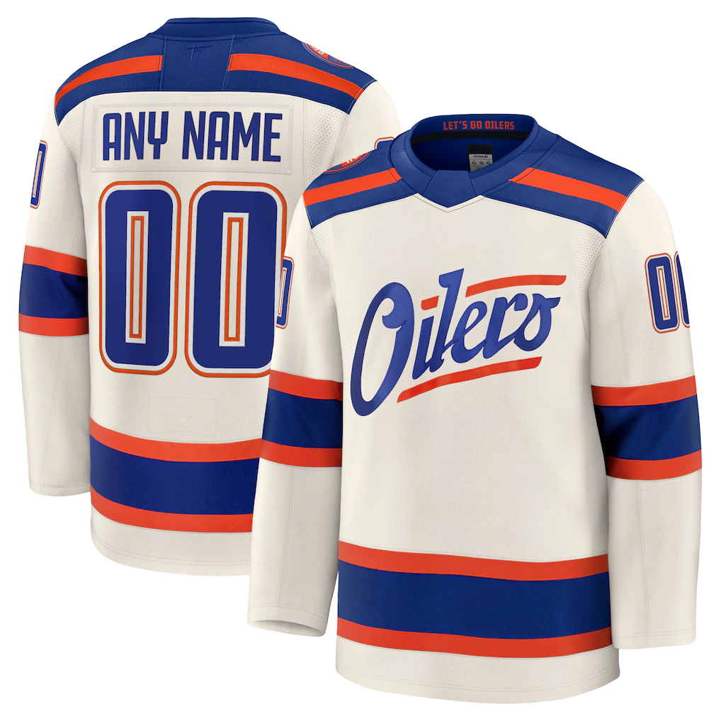 PHIN Custom E.Oilers Light Beige Alternate Premium Jerseys