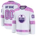 PHIN Custom E.Oilers White 2024 Hockey Fights Cancer Practice Jerseys