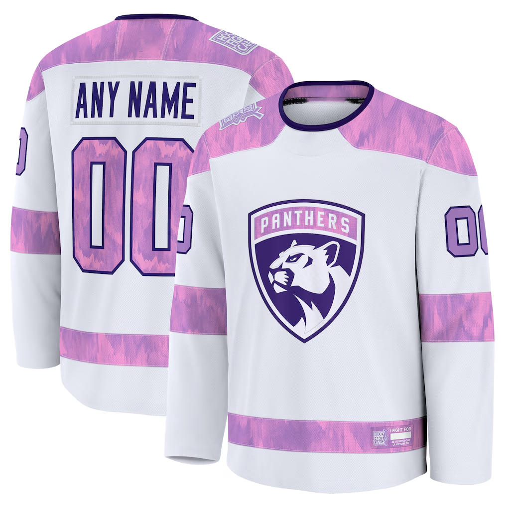 PHIN Custom F.Panthers White 2024 Hockey Fights Cancer Practice Jerseys