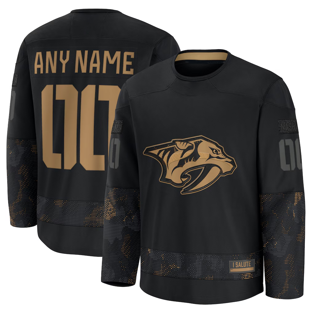 PHIN Custom N.Predators Black 2024 Military Appreciation Practice Jerseys