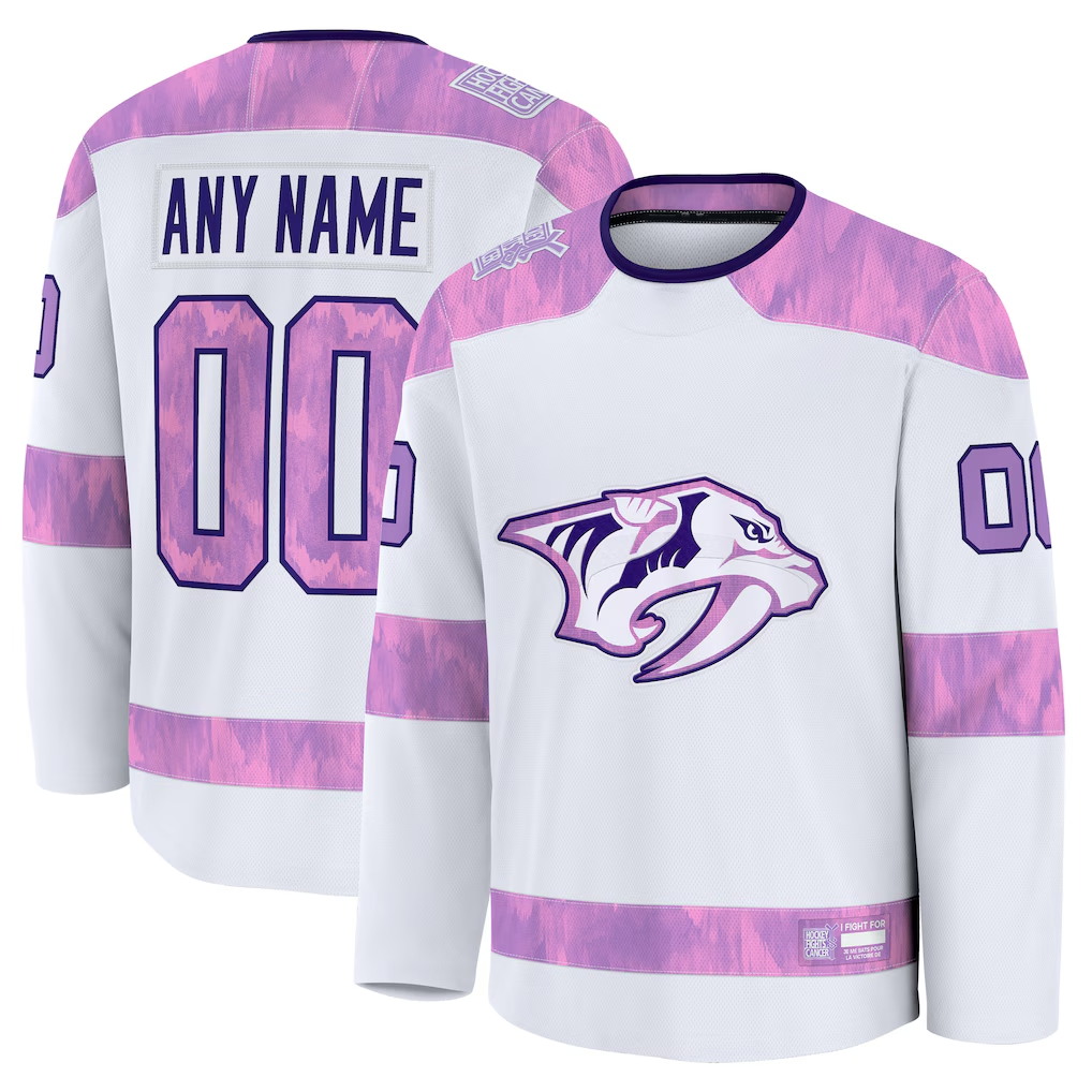 PHIN Custom N.Predators White 2024 Hockey Fights Cancer Practice Jerseys