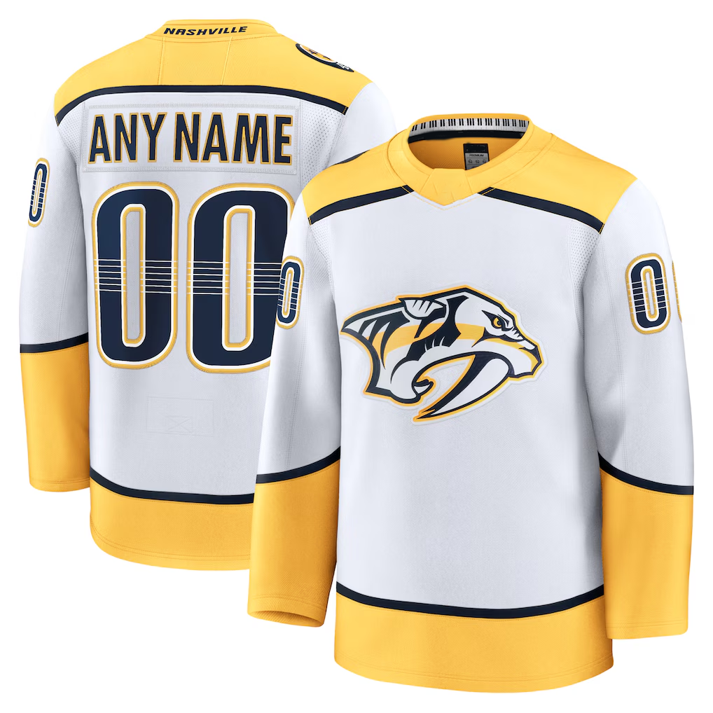 PHIN Custom N.Predators White Away Premium Jerseys