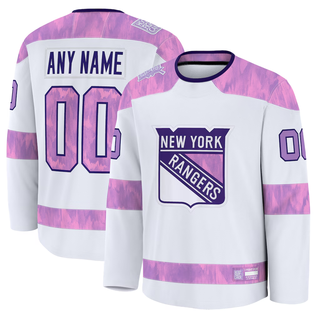 PHIN Custom NY.Rangers White 2024 Hockey Fights Cancer Practice Jerseys