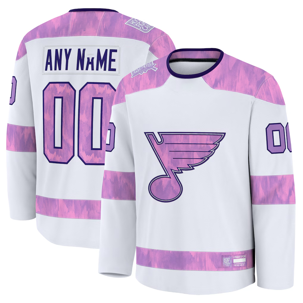PHIN Custom SL.Blues White 2024 Hockey Fights Cancer Practice Jerseys