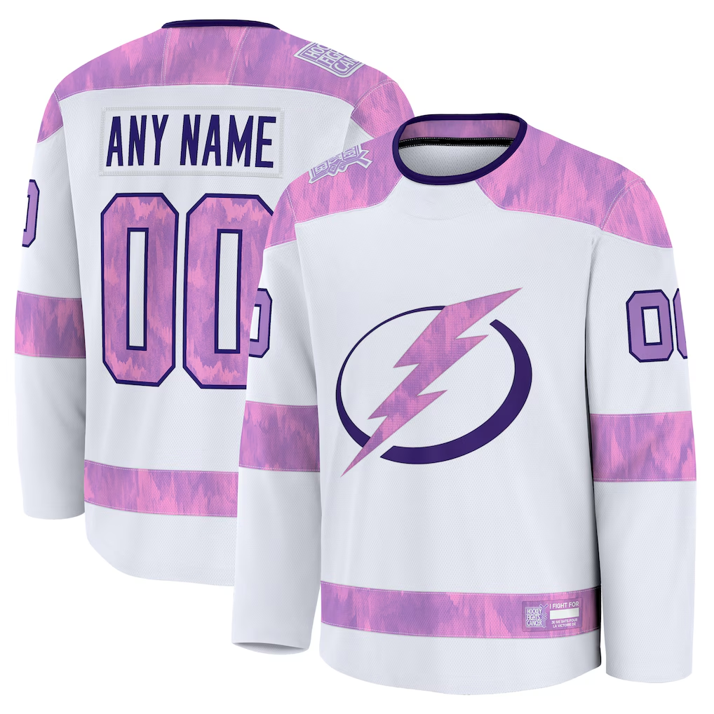 PHIN Custom TB.Lightning White 2024 Hockey Fights Cancer Practice Jerseys