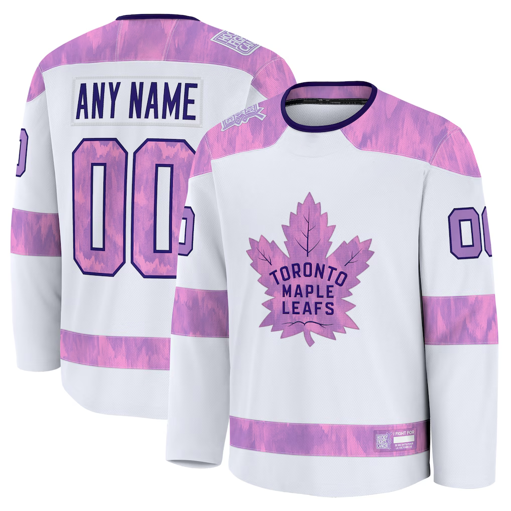 PHIN Custom TM.Leafs White 2024 Hockey Fights Cancer Practice Jerseys