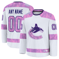 PHIN Custom V.Canucks White 2024 Hockey Fights Cancer Practice Jerseys