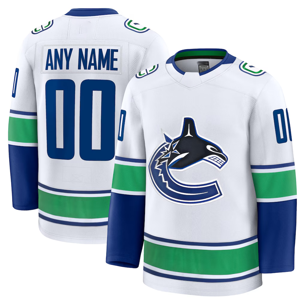 PHIN Custom V.Canucks White Away Premium Jerseys