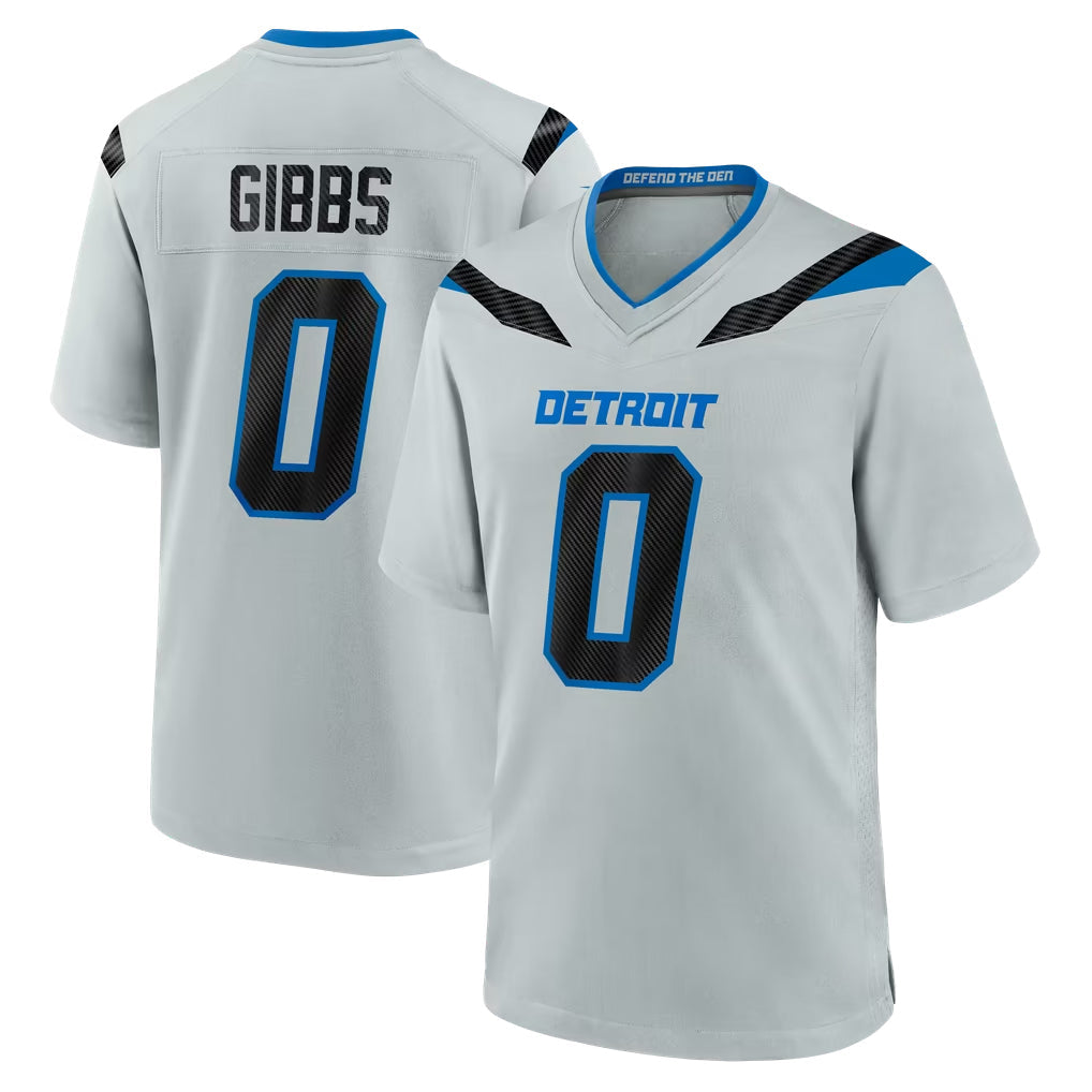 PHIN D.Lions #0 Jahmyr Gibbs Player Silver 2026 Rivalries Collection Home Game Stitched Jerseys