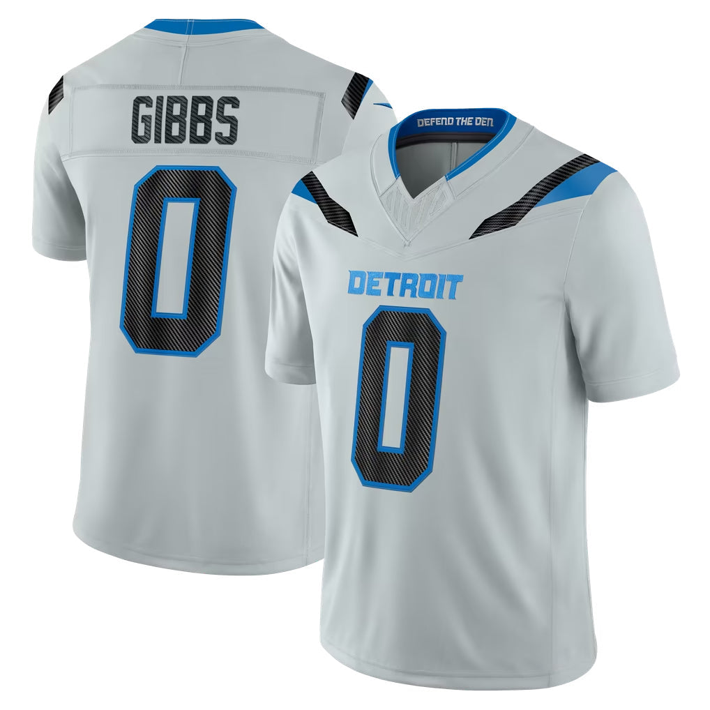 PHIN D.Lions #0 Jahmyr Gibbs Player Silver Limited 2026 Rivalries Collection Home Game Stitched Jerseys