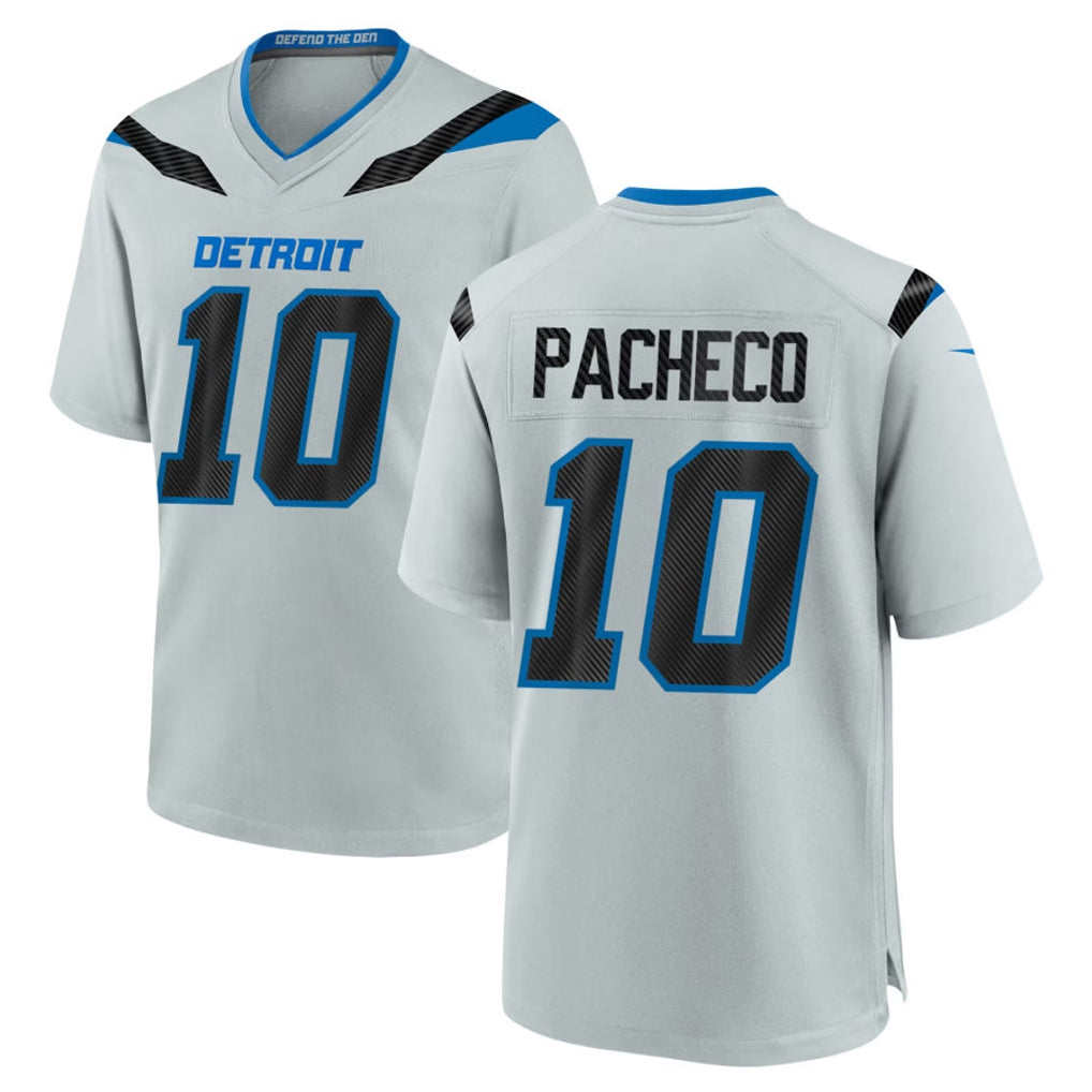 PHIN D.Lions #10 Isiah Pacheco Player Silver 2026 Rivalries Collection Home Game Stitched Jerseys