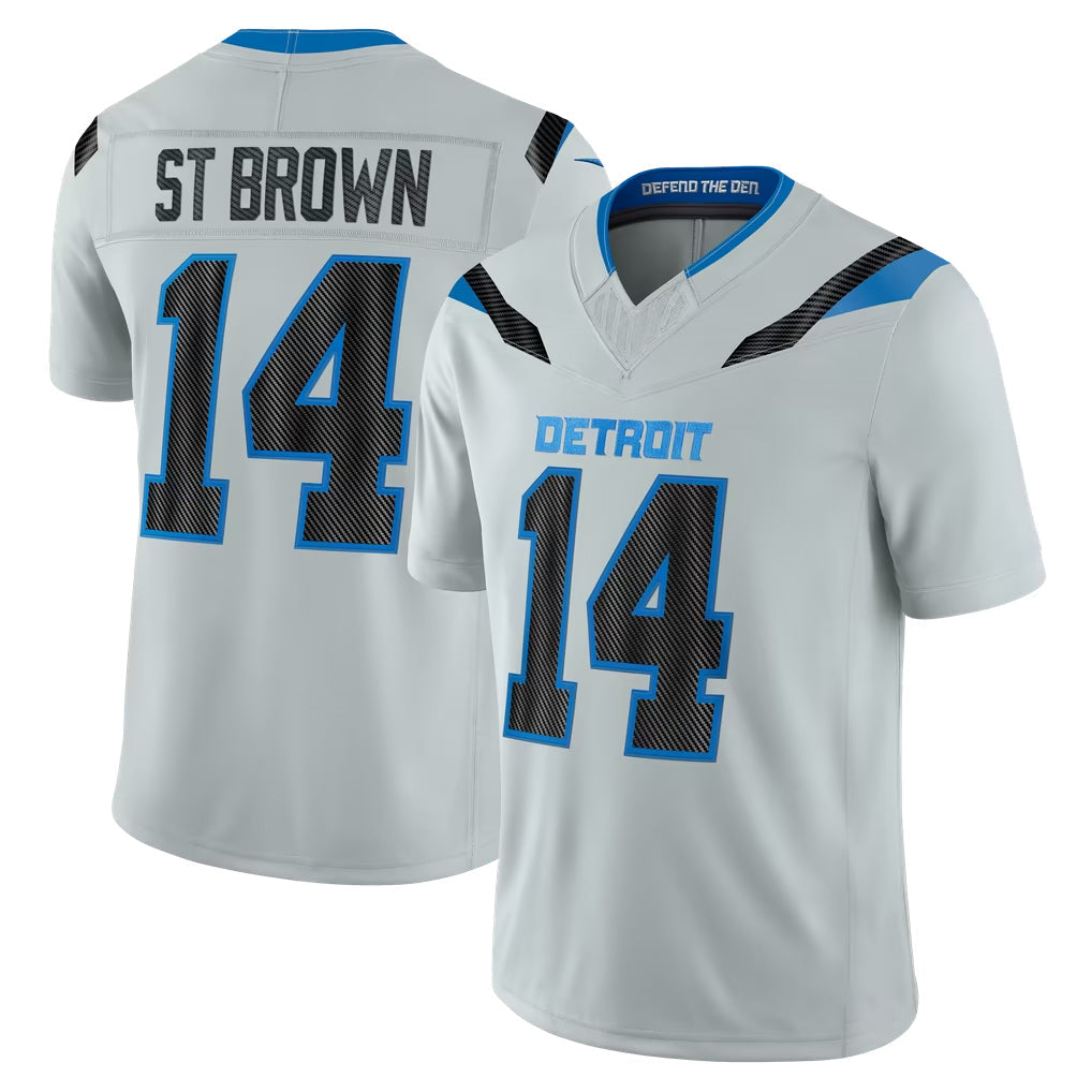 PHIN D.Lions #14 Amon-Ra St. Brown Player Silver Limited 2026 Rivalries Collection Home Game Stitched Jerseys