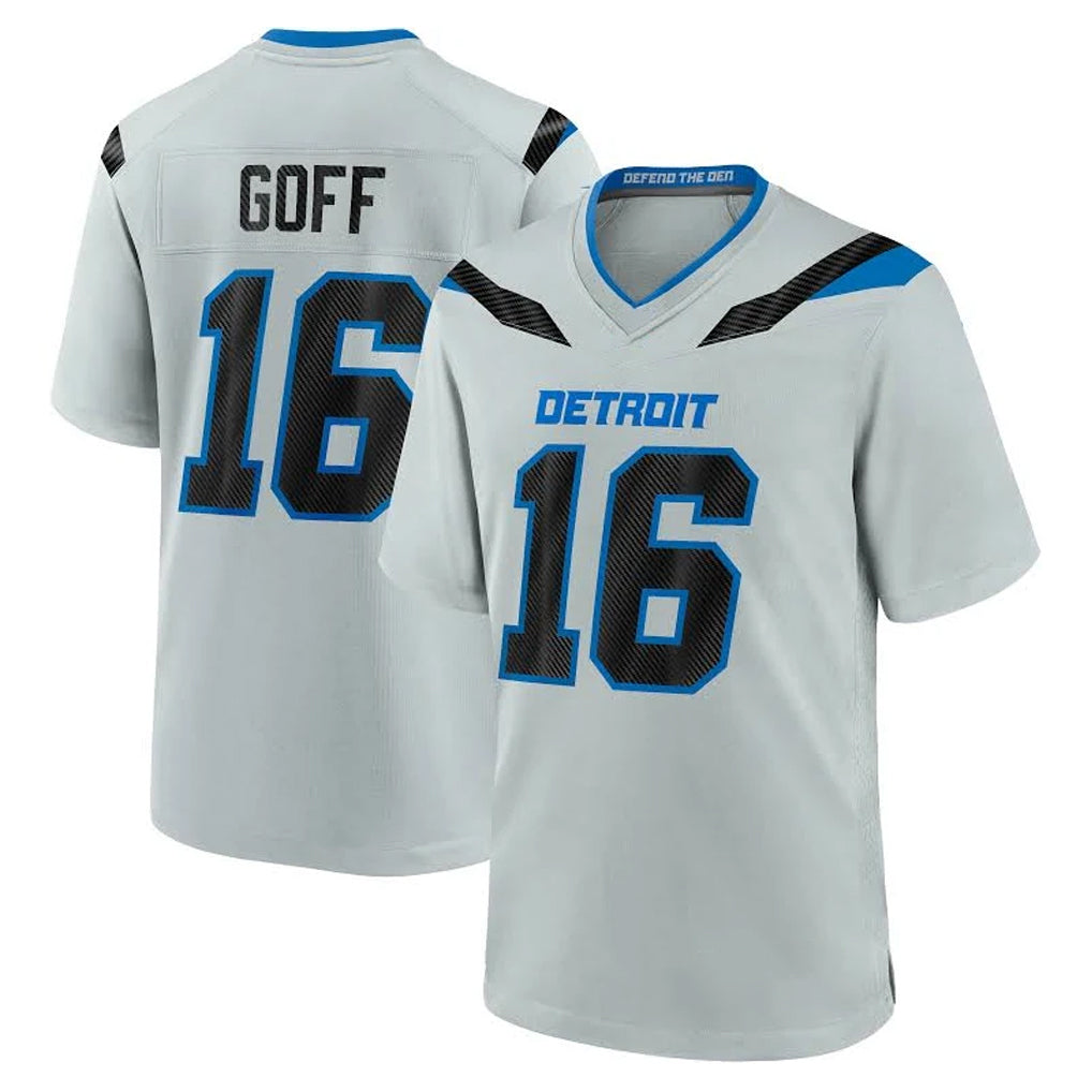 PHIN D.Lions #16 Jared Goff Player Silver 2026 Rivalries Collection Home Game Stitched Jerseys