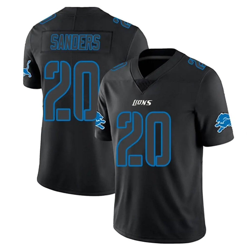 PHIN D.Lions #20 Barry Sanders Player Black Impact Limited Home Game Stitched Jerseys