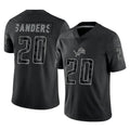 PHIN D.Lions #20 Barry Sanders Player Black Reflective Limited Home Game Stitched Jerseys