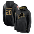 PHIN D.Lions #20 Barry Sanders Player Black Salute to Service Hoodies Limited Game Stitched Jerseys