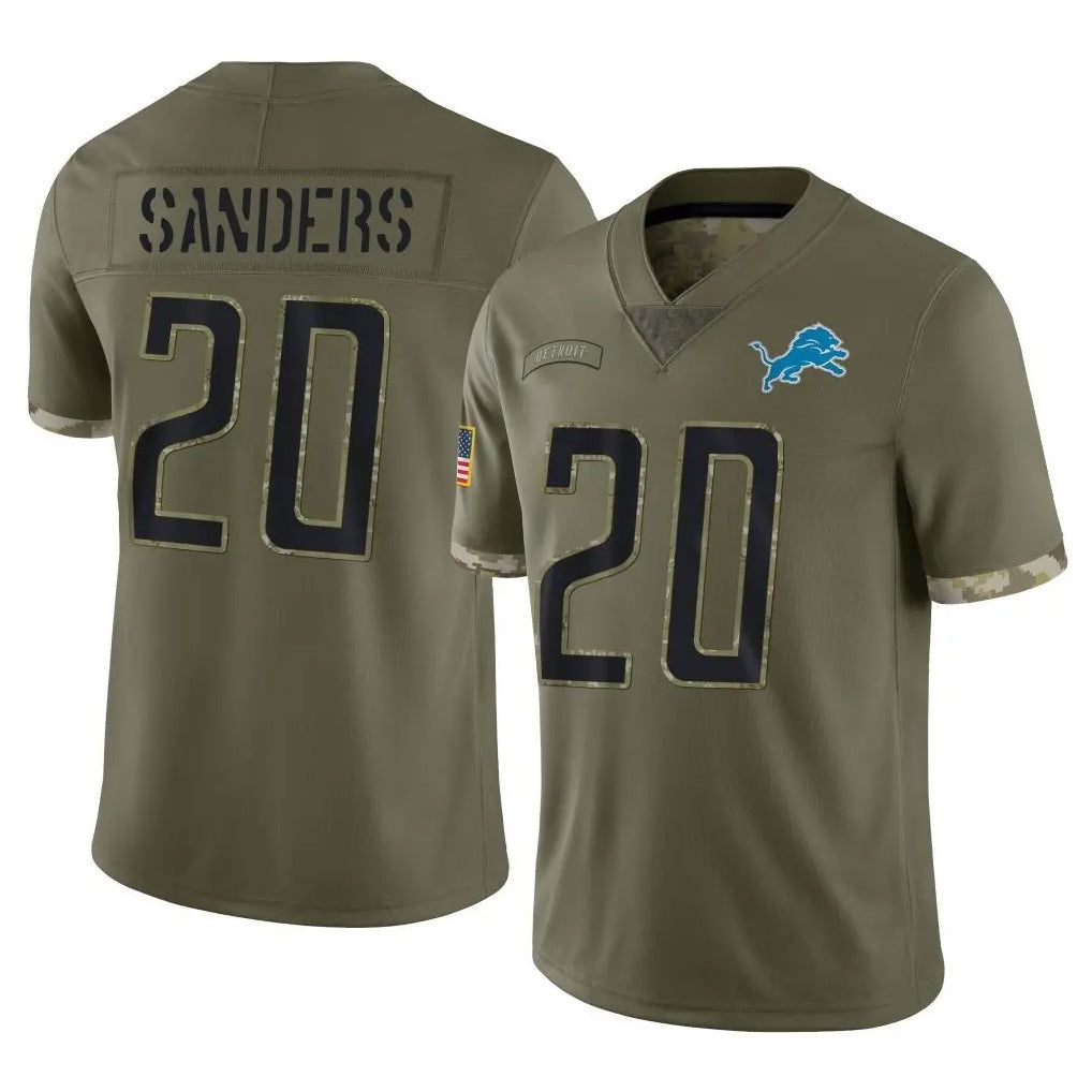 PHIN D.Lions #20 Barry Sanders Player Olive Salute To Service Limited Stitched Jerseys