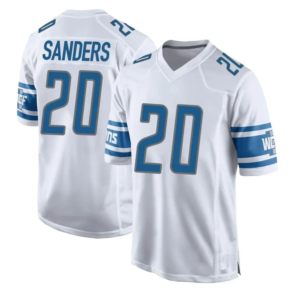 PHIN D.Lions #20 Barry Sanders Player White Home Game Stitched Jerseys