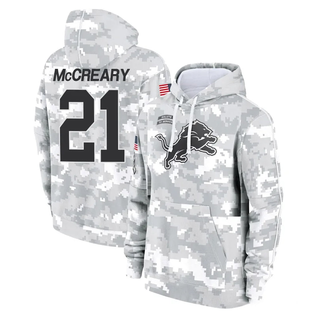 PHIN D.Lions #21 Roger McCreary Player Arctic Camo Salute to Service Hoodies Limited Game Stitched Jerseys