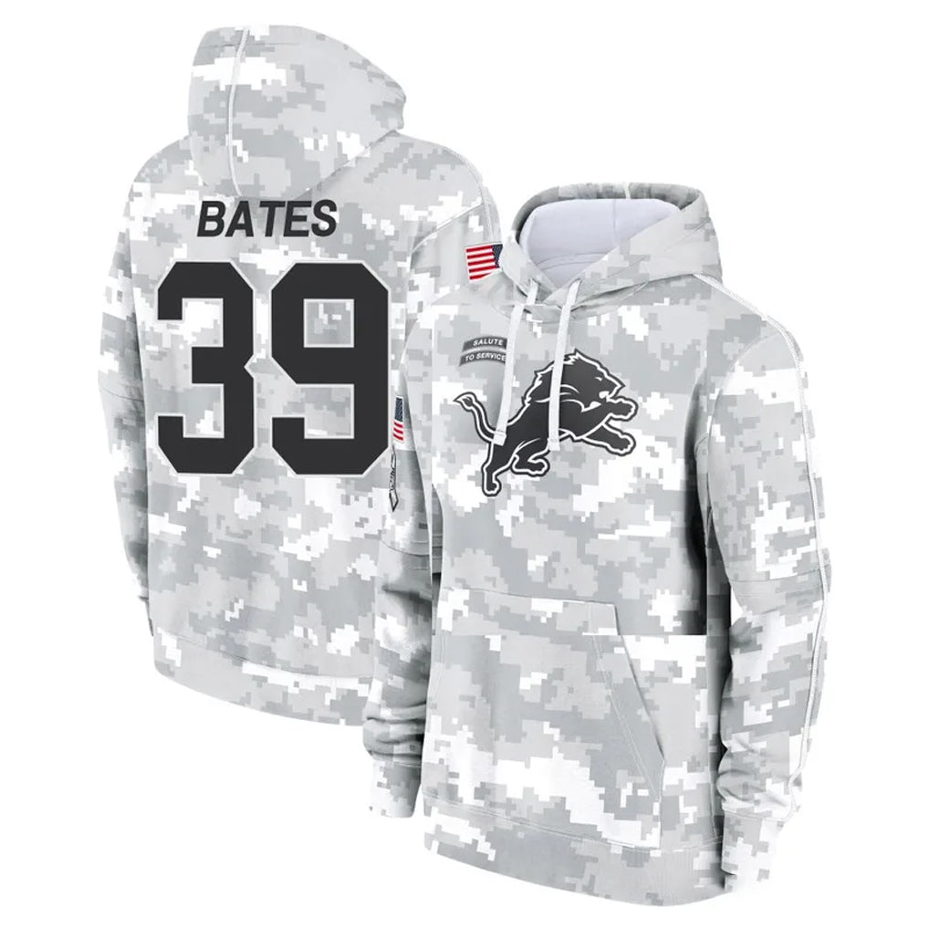 PHIN D.Lions #39 Jake Bates Player Arctic Camo Salute to Service Hoodies Limited Game Stitched Jerseys