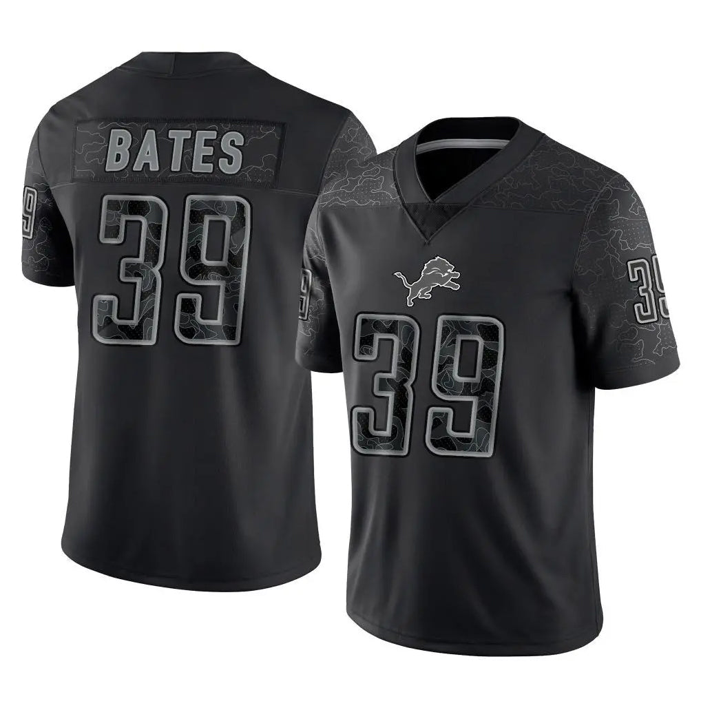 PHIN D.Lions #39 Jake Bates Player Black Reflective Limited Home Game Stitched Jerseys